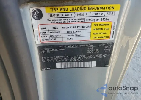 2011 Volvo C70 T5 from USA, damaged, VIN YV1672MC3BJ117486